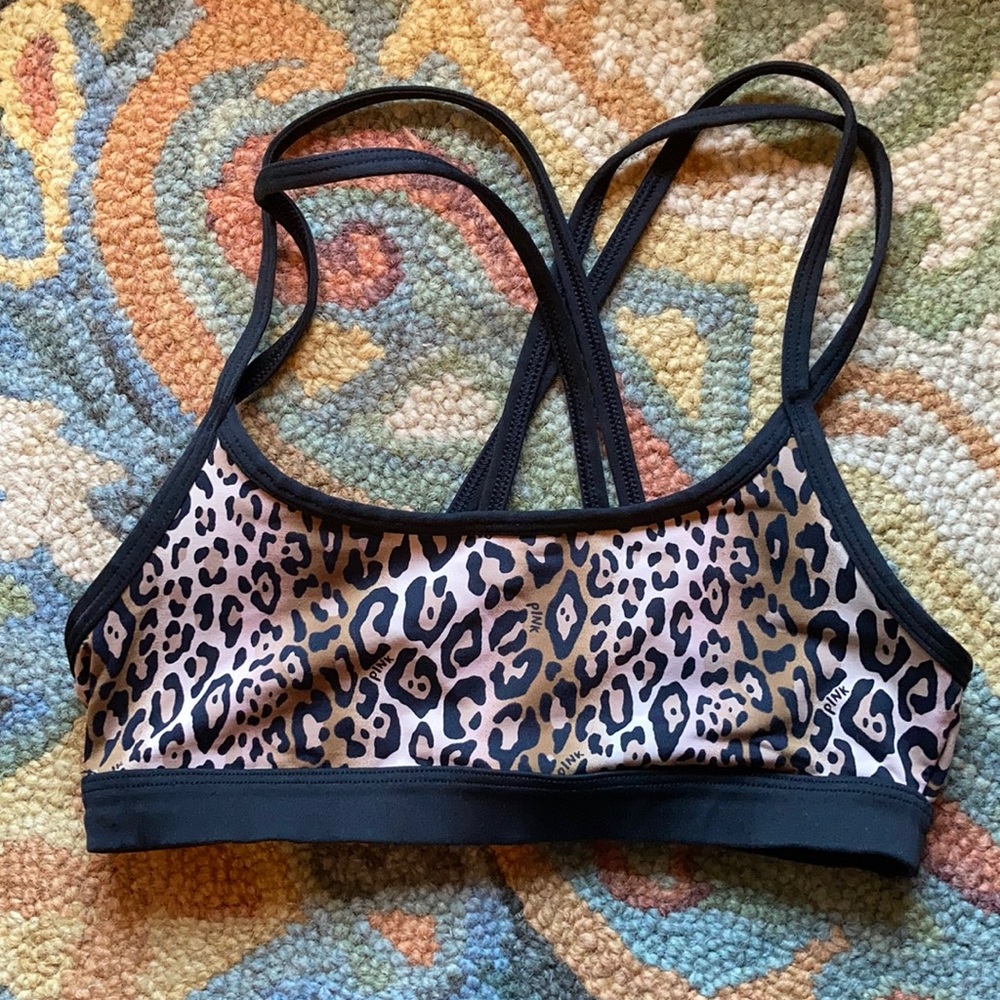 3 FOR $12! Bundle and save! Victoria’s Secret PINK yoga bra top leopard XS
